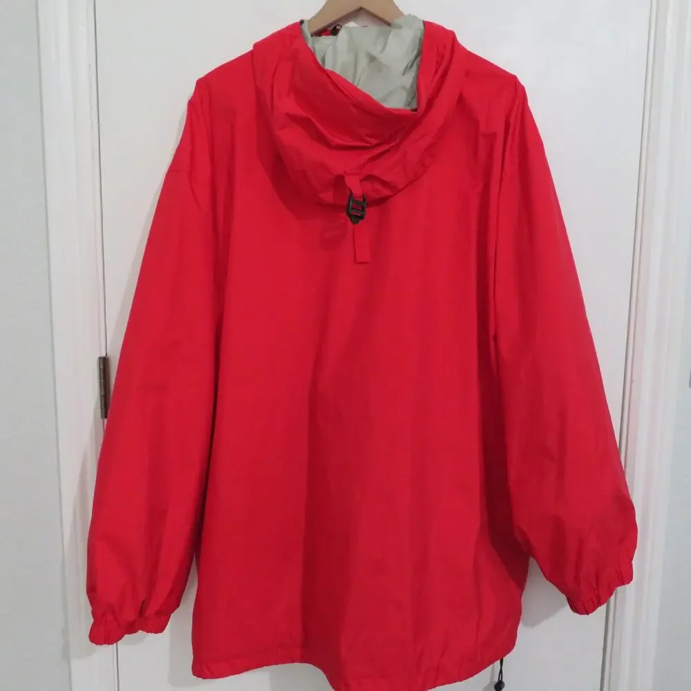 L.L. Bean Mens Sz XXL Red Vintage Nylon Hooded Anorak Pullover Jacket